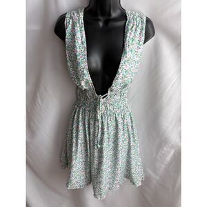 HERSY NWT Cottagecore Prairie Plunge Floral Dress Size S Pink Green Girly